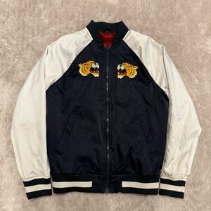 H&M Divided Men's Small Bomber Jacket Japan Tigers Embroidery Navy White